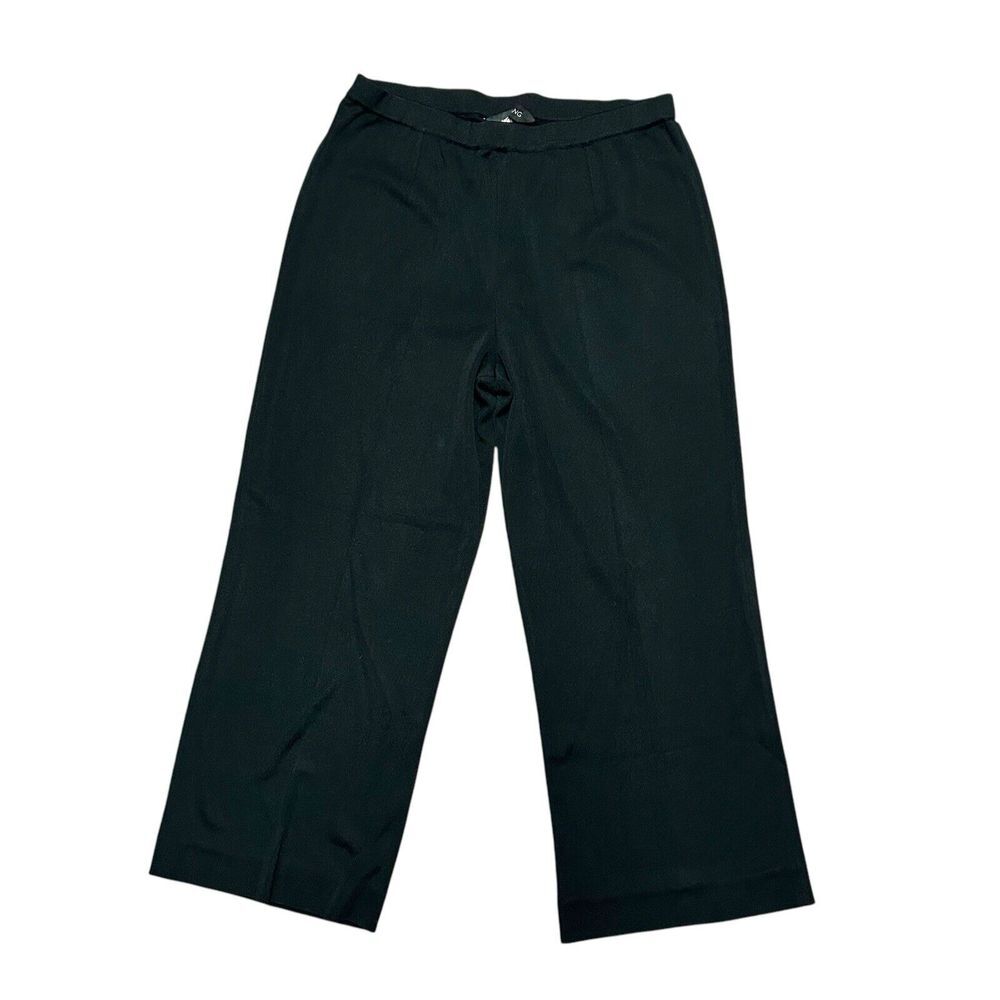 Ming Wang Acrylic Knit Pants Black‎ Pull-On Tapered Leg Women's Large Petite